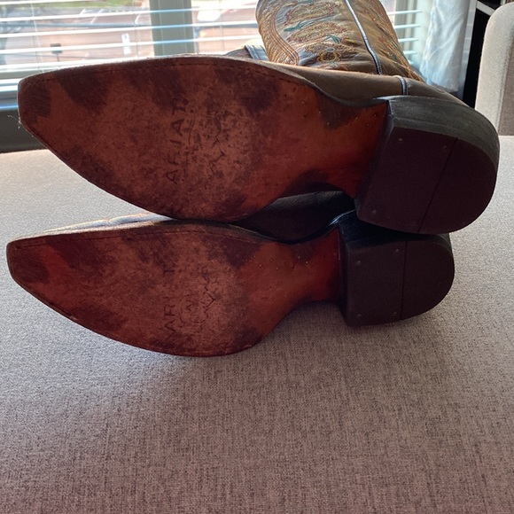 Brown Floral Ariat Cowboy Boots Size 9.5 - Picture 6 of 8